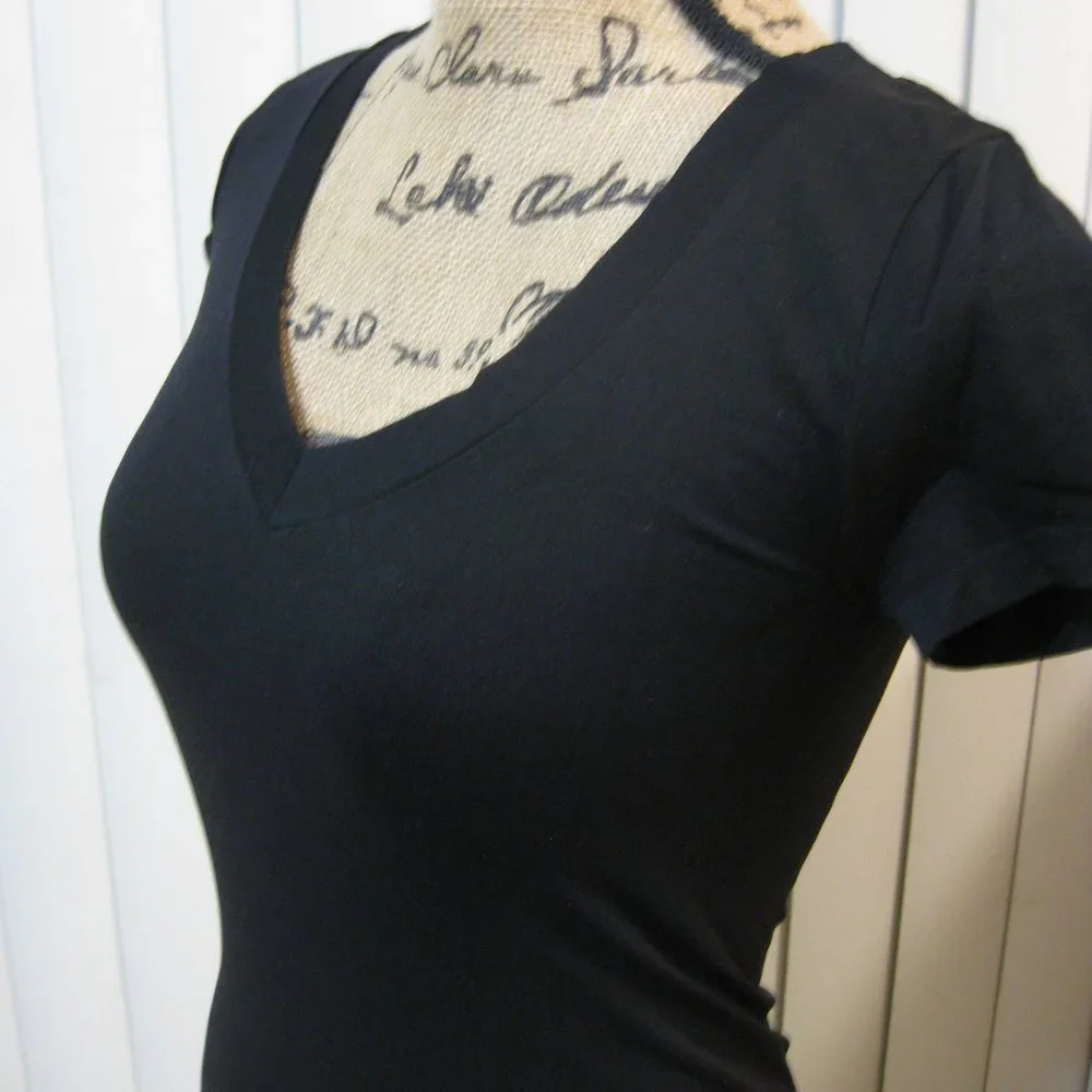 NWT Bebe black tee t shirt top petite small P S_2